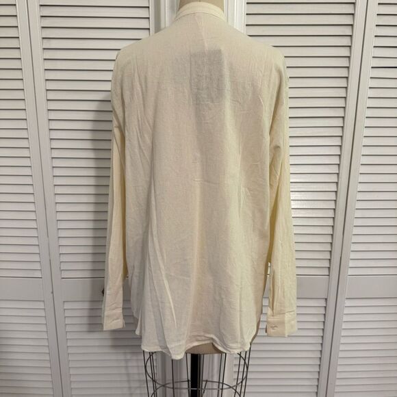 Manly/Unisex Casual Cream and Red Embroidered Button Down Shirt NWT! - Picture 6 of 13